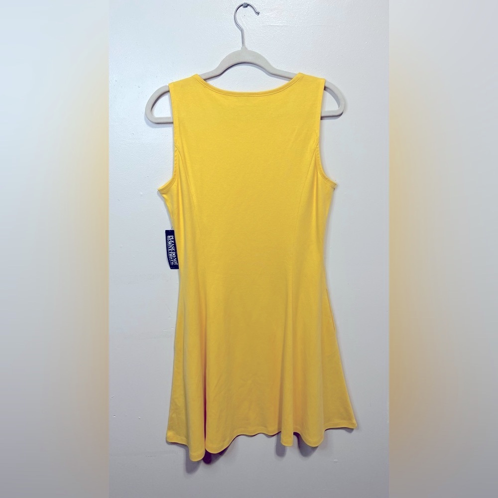 New York & Company Vibrant Yellow 100% Cotton Dress - Size LP - Picture 3 of 8